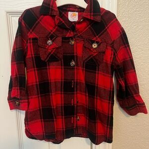 Wonder Nation Red and Black Checkered Button Down Shirt